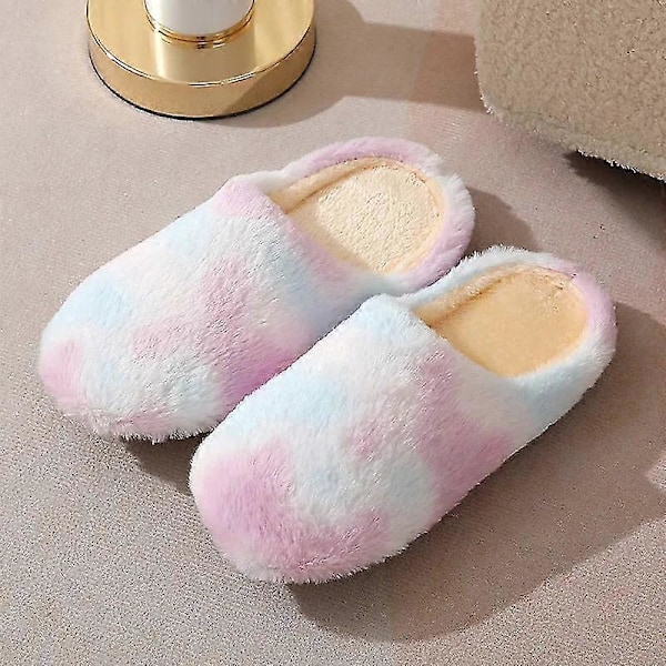 Gradient vinter indendørs dame hjemmesko plys bløde varme bomuldssko skridsikre gulvsko hjemme herre pelsede sandaler soveværelse New-color 2 40-41