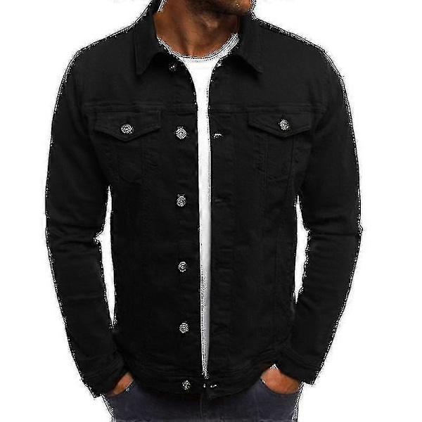 Herr Denim Jeansjacka Kort Slim Fit Black 3XL