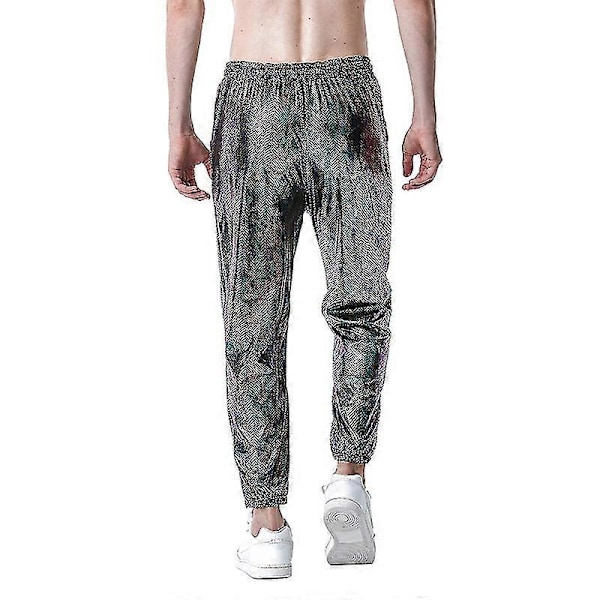 Nattklubb Metallisk Hologram Skinnende Bukser Partybukser Black XL