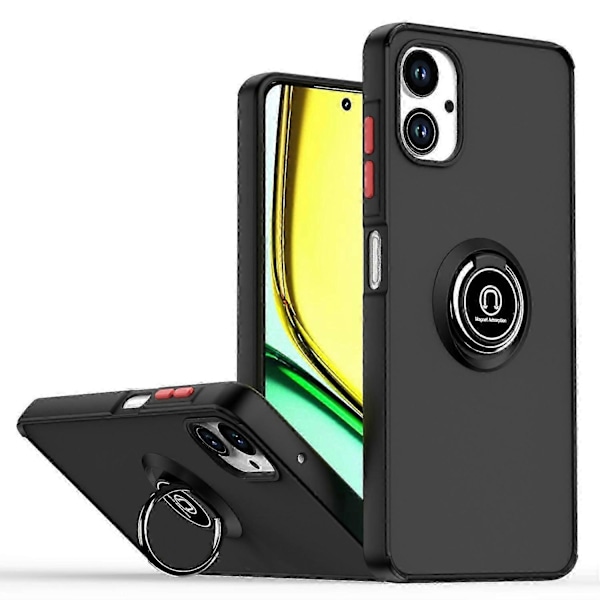 Til Samsung Galaxy A06 Cover Ring Holder Støtteben TPU+Akryl Telefon Cover - Sort Multicolor Style CGalaxy A06