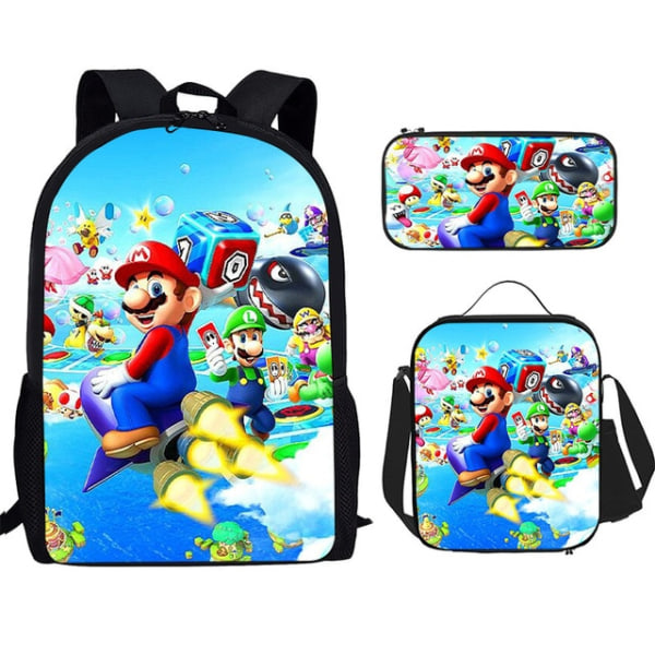 Mario Brothers skolväska 16 tums ryggsäck för barn Tecknad ryggsäck