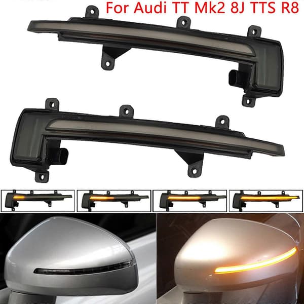 2x Bakre Dynamisk Sekventiell Spegel Flytande LED Blinkers för AudiTT TTS MK2