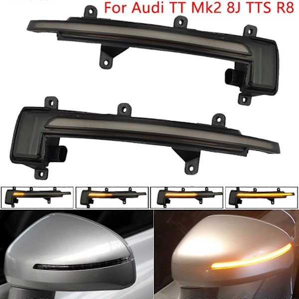 2x Dynamisk sekventiel sidespejl med LED blinklys til AudiTT TTS MK2