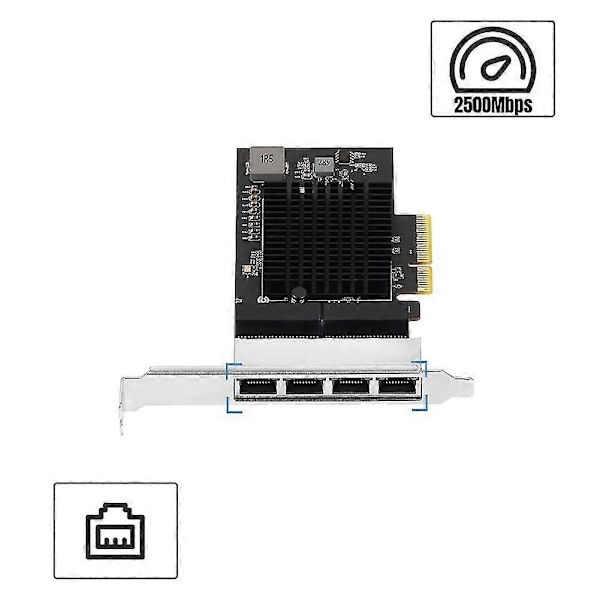 Iocrest 2.5g 4 Port Pcie Rj45 Lan 10/100/1000/2500mbps Rtl8125b Chip Quad Server 2.5 Gigabit Ether
