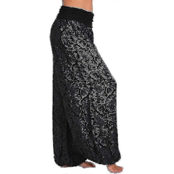 Naisten Boho Paiey Gypsy Harem Housut Ali Baba Jooga Palazzo Löysät Hippihousut Bloomersit Smokkivyötäröllä Black M