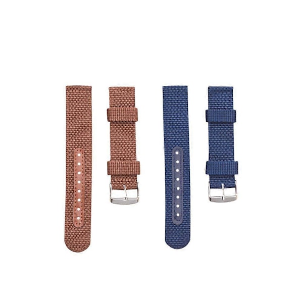 2 KPL 22 MM Hengittävä Nylon Ranneke Älykelloon Tyylikäs Urheilukellon Ranneke Yksinkertainen Nylon Ranneke Yhteensopiva Kellon Kanssa Sininen+Ruskea