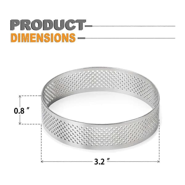 8-pak Rustfri Stål Tærteringe, Varmebestandig Perforeret Kage Mousse Ring, Kage Ringform, Rund