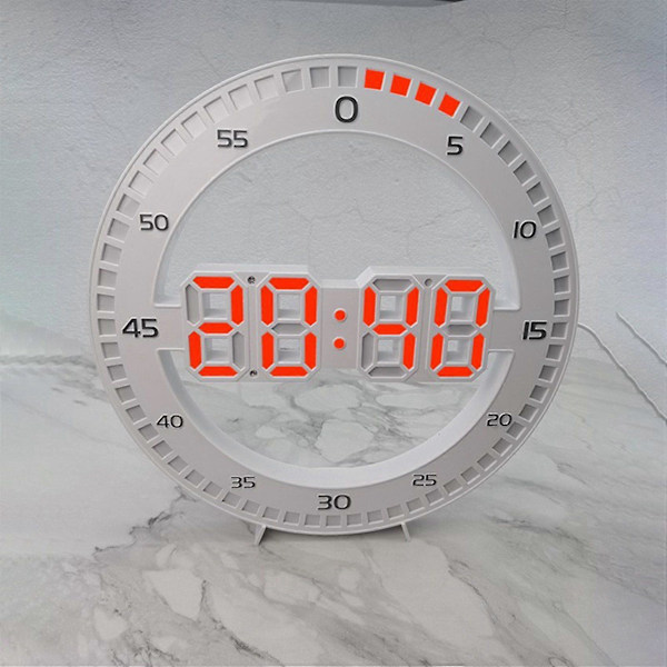 Stille 3D Digitalt Cirkulært Lysende LED Vægur Alarm Med Kalender Termometer Til Boligindretning