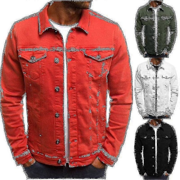 Miesten farkkutakki, lyhyt ja slim fit Red 2XL