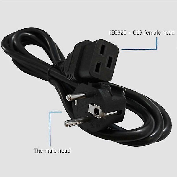 Iec 320 C19 - Eu Schuko 2-nastainen pistoke jatkojohto UPS PDU:lle, yhdistetty C19 AC-virtajohtoon A