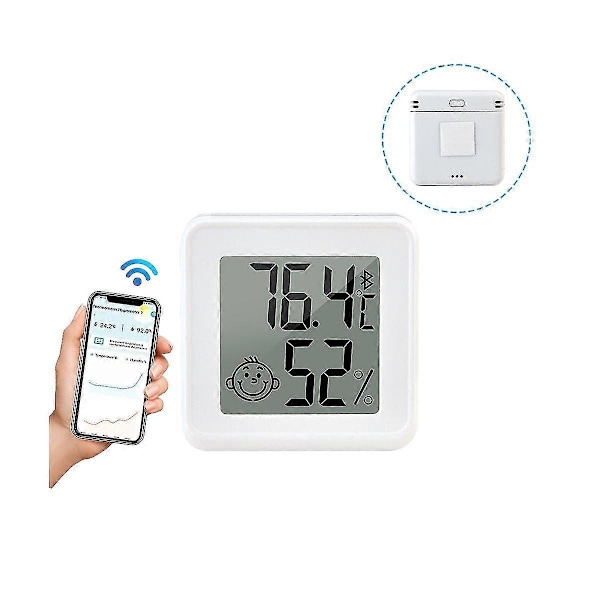 Bluetooth-kompatibel Termometer LCD Digital Temperatur Sensor Fuktighetsmätare Inomhus Hygrometer Me