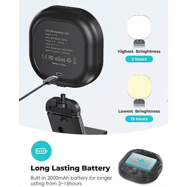 Glow Led -suoratoistovalo, ladattava videoneuvotteluvalaisinsarja, säädettävä kulma, kirkkaus ja värilämpötila