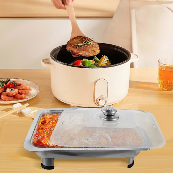 Buffetmat Holder Rustfritt Stål Matbrett Buffet Flat Rektangulær Brett med Lokk