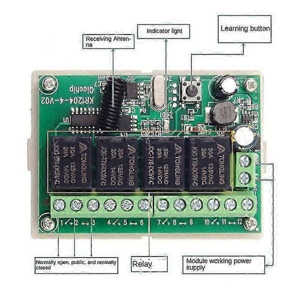 DC12V 24V 4CH Fjernkontrollbryter 433M Mottakskontroll