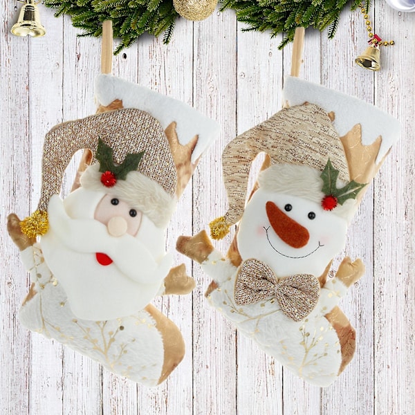 Julgodispåse med rep Söt godisförvaring 3D-mönster Mjuka snögubbar Julstrumpa för jul Snowman