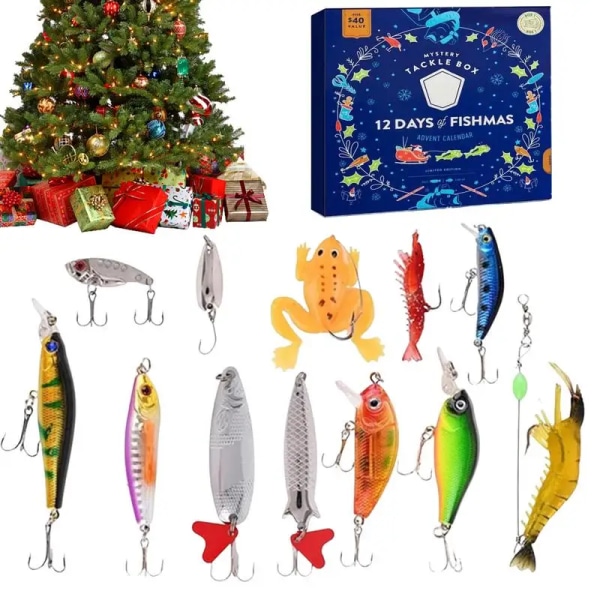 Juladventskalender 2023 Set Blindbox 12 dagars adventskalender Fiskeredskap Överraskningspresent för barn Vuxna 12pcs