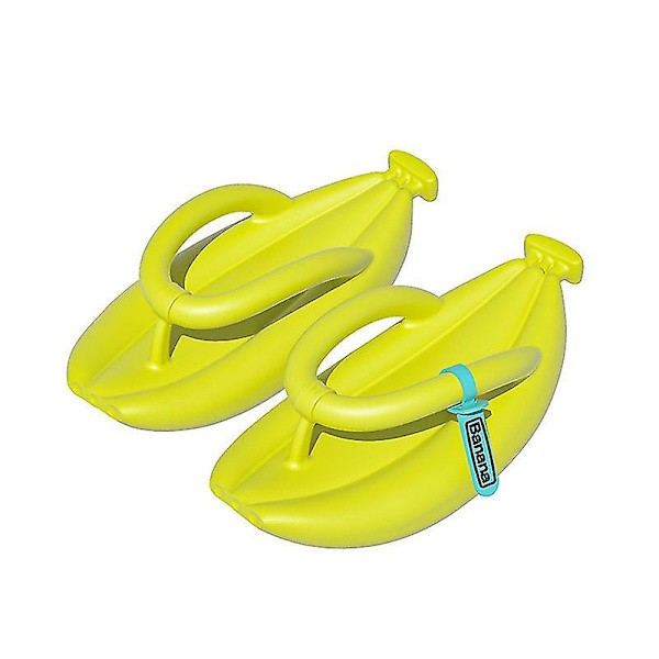 2023 Nya Bananflip-flops för Män Kvinnor Sommar Nya Tofflor Tjock Sula Plattform Halkfria Sandaler Badrum Par Skor Gåva Fluorescent green 44-45