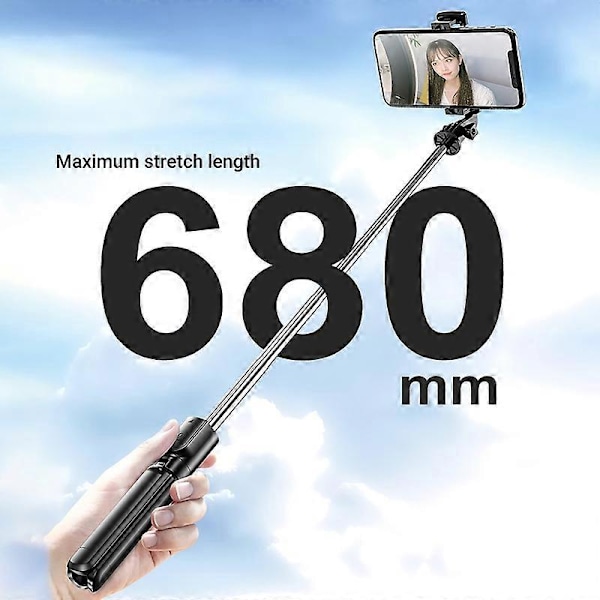 S03 Selfie Stick Tripod Bærbar 360 Graders Rotation Universal Tripod Stativ med Trådløs Fjernbetjening til Foto