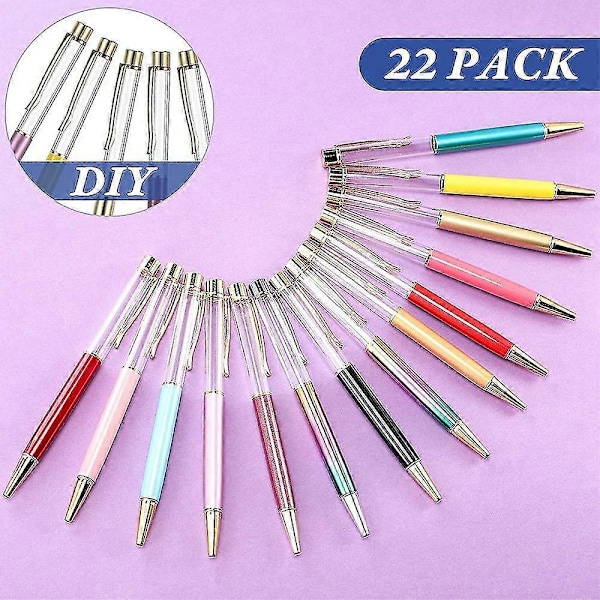 22 Färgglada Tomma Rör Flytande DIY Pennor, Metallpennor, Bygg Dina Favorit Flytande Sandpennor Tillbehör