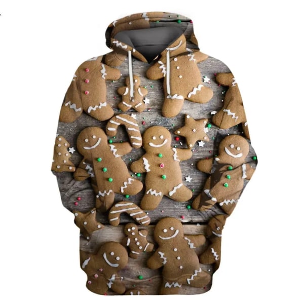 Herr jul 3d hoodies Sweatshirt Print Pepparkakor Casual Harajuku Toppar Höst Vinter Oversized Lyxkläder style 10 3XL