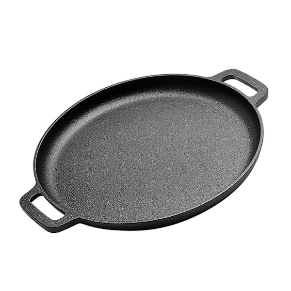 Rund stekpanna i gjutjärn med dubbla öglehandtag, tjock stekpanna non-stick, mångsidig för matlagning, bakning, grillning, köksredskap