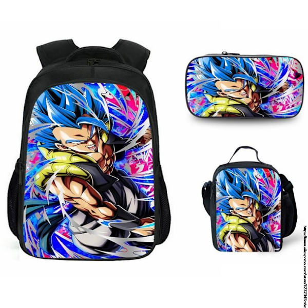 3 st 16 Tum Dragon Ball Goku Skolväska Barn Skolväska Pink 16inch double-deck