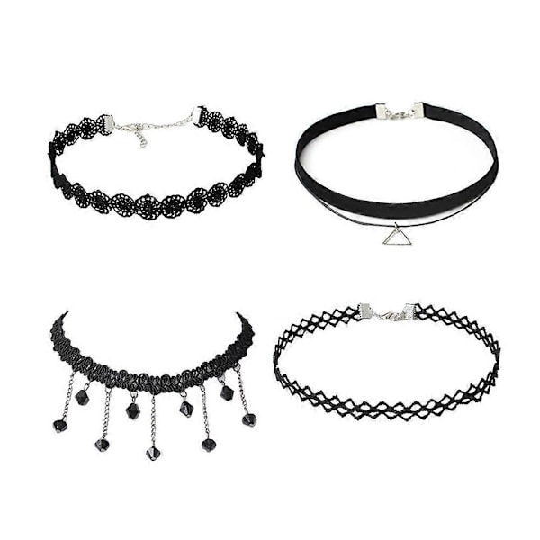4 stk. Dame Blonde Choker Halskæde med Forlænget Kæde