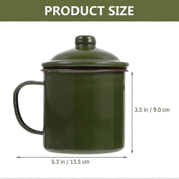 2 st Emalj Vattenkoppar Kaffemuggar Hushålls Juicekopp med Lock Utomhus Campingkopp