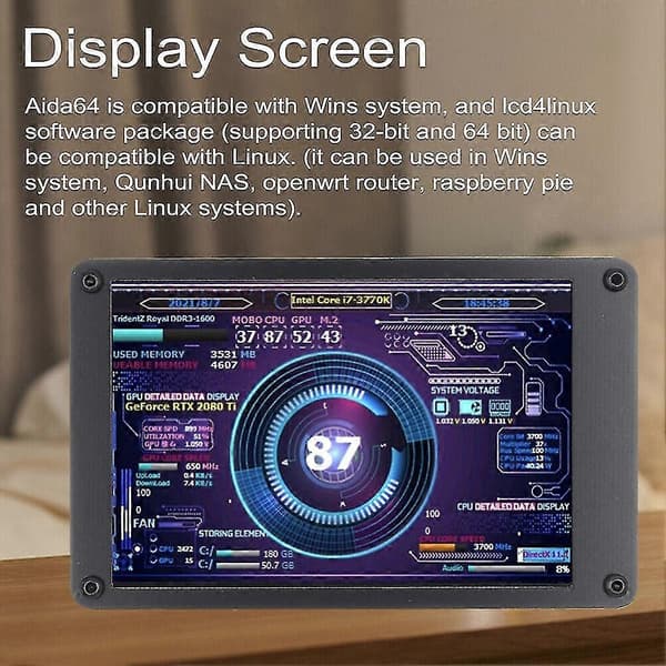 DIY Computer Display 3,5 Tommer IPS Skærm Temperatur Overvågningsdisplay CPU GPU Ram 4pin 2,54 Pin C