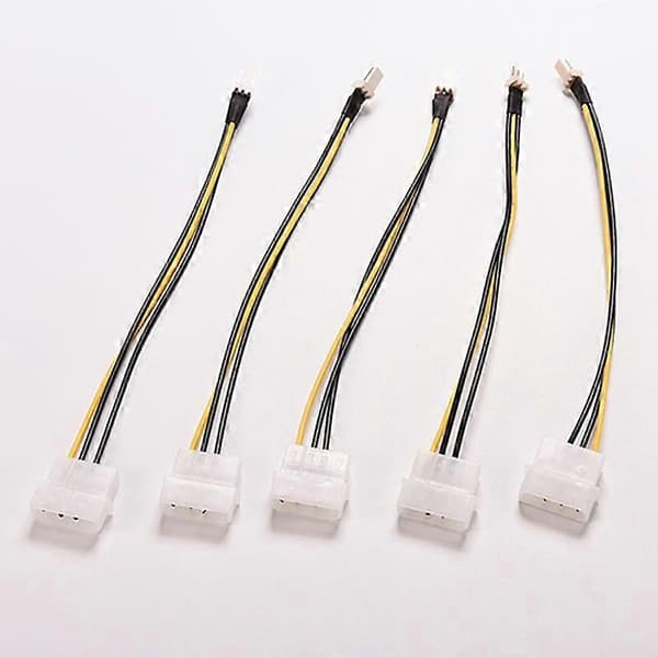 5 stk. 4-Pin Molex/IDE til 3-Pin CPU Kabinet Blæser Strømstik Kabel Adapter 20cm