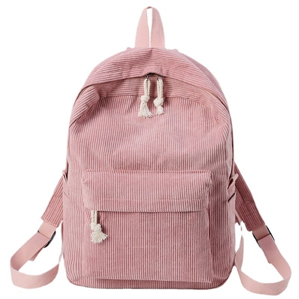 Personlig Corduroy Dam Skolväska Broderad Logotyp Ryggsäck Pink no need to custom
