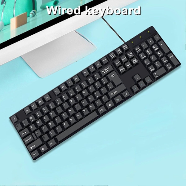 K1800 Trådbundet Tangentbord 104 Tangenter Fullstor Ergonomiskt Tyst USB Kontor Dator PC Tangentbord för Windows för Mac för OS