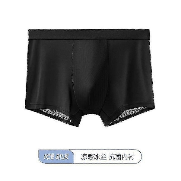 2kpl Miesten Hengittävät Alushousut Jääsilkki Bokserit Saumattomat Seksikkäät Alushousut Bokserit Miesten Alushousut Black XL 53-63KG