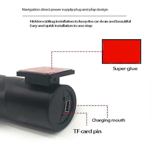 Mini Bilkamera Videoopptak Loop Trådløst Dashbordkamera