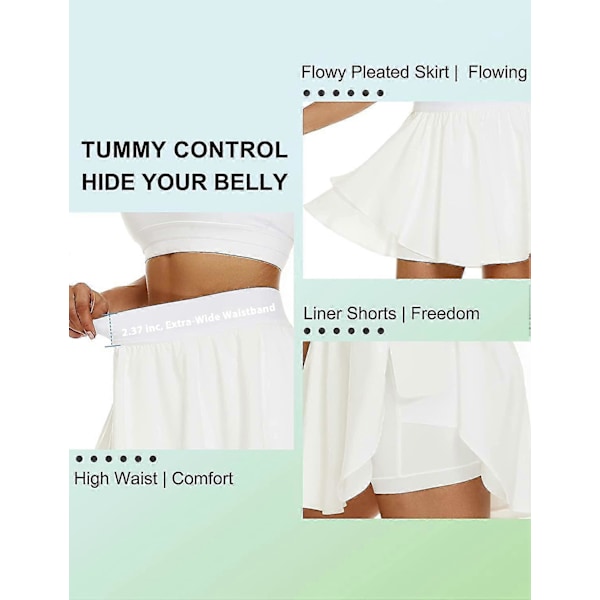 Tennisnederdele til kvinder. Svømme-tennisnederdele med indbyggede indershorts Bikini High Waisted S-2xl Style2 L