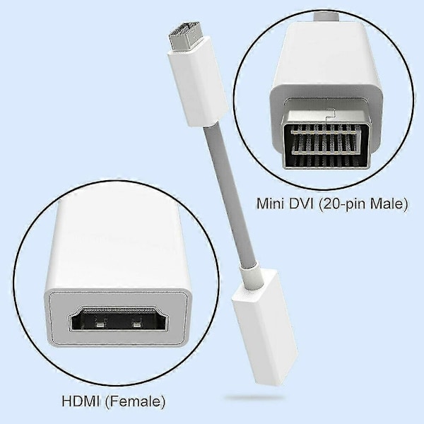 Mini DVI Hunn til Hunn Kabeladapter Monitor Video Konverter 1080p For Pro Air
