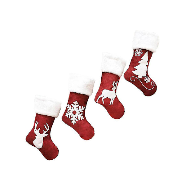 4 st Hängande Godispåse Strumpor Design Julklappspåse Julhänge