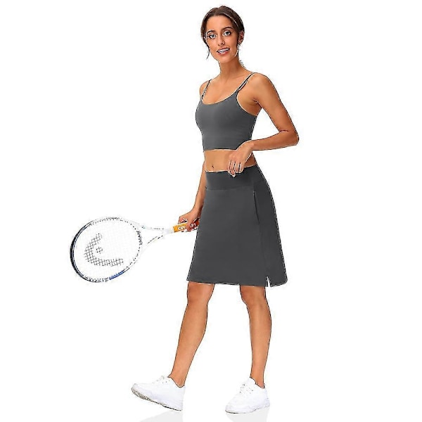 Tenniskjolar för dam Golfkjolar Yogakjol Sidofickor 2 i 1 Magkontroll Butt Lift Snabbtorkande Hög Midja Yoga Fitness Gym Träningsshorts Underdelar B White XL