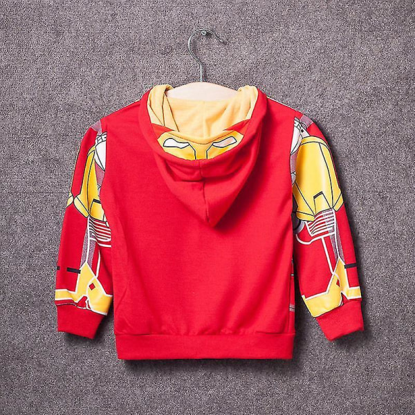 Barn Pojkar Superhjälte Spiderman Iron Man Jacka Kappa Zip Up Hoodie Cosplay kostym Red Iron Man 7-8 Years