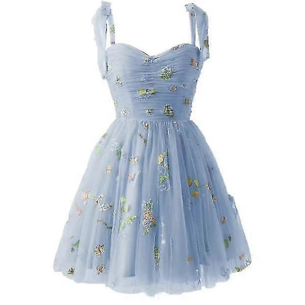 Kjoler til Kvinder Hjemkomst Kjoler Pufærme Blomsterbroderi Tyl Formelle Kjoler Blue 1 S