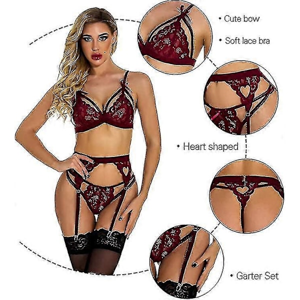 Damunderkläder Axelbandslös Frontspänne Lyft-BH, Trådlös Halkfri Osynlig Push Up Bandeau Wine Red M