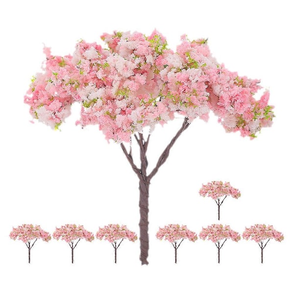 8 stk. Miniature Gadetræer Model Sandbord Landskab Kirsebærblomsttræer