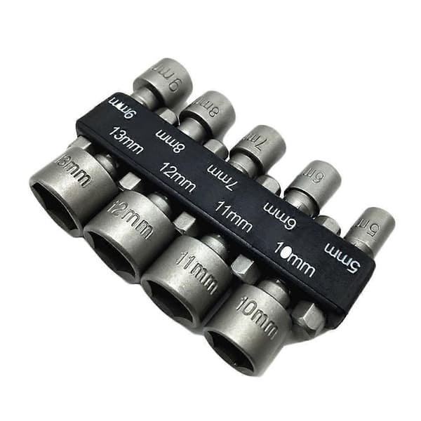 9 st/set Hylsnyckelmunstycken Mutterdragare Set Borr Adapter 5mm-13mm