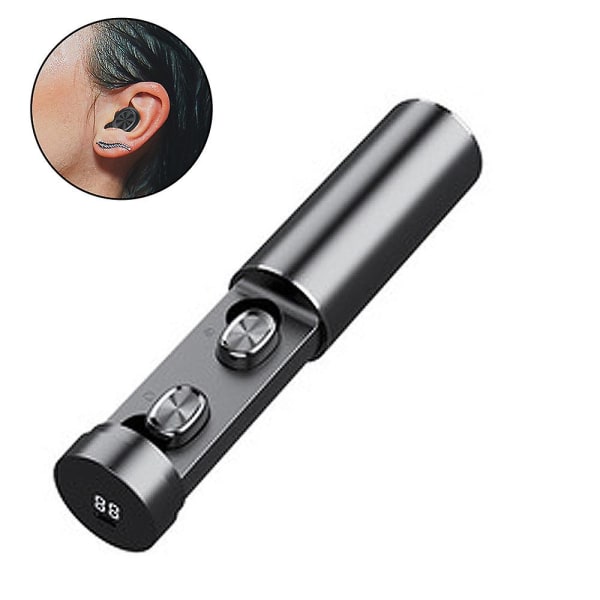 Bluetooth trådlöst sportheadset med LED-skärm Fingeravtryckskontroll, vattentätt headsetskydd Black
