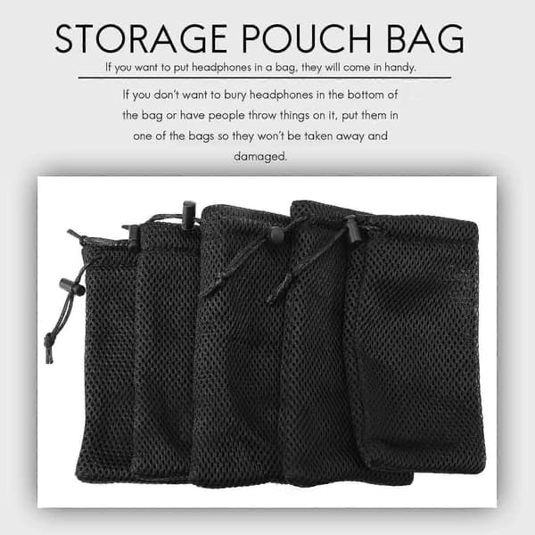 5-pak Nylon Mesh Trækpose - 3,5 x 7,3 tommer Multifunktionel Rejse & Udendørs