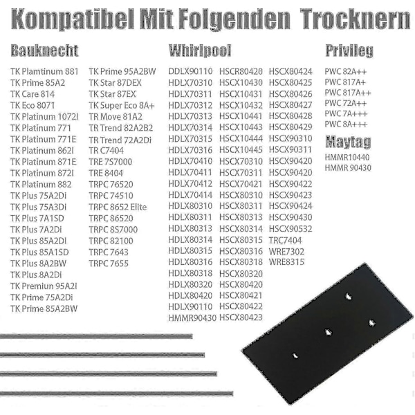 4 kpl suodattimia Bauknecht, Privileg, Whirlpool -lämpöpumppukuivureille - Sienen suodattimet