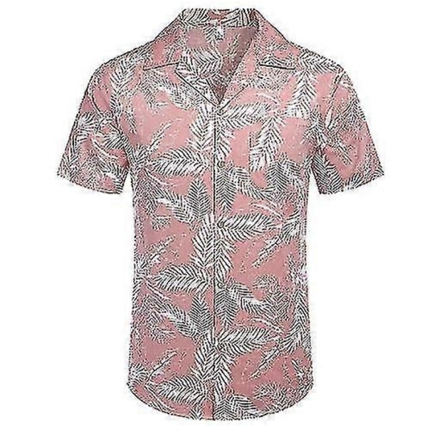 Herr Hawaiian Blommig Bomull Linne Knäppning Tropiska Semester Strandskjortor DXCS3 4XL