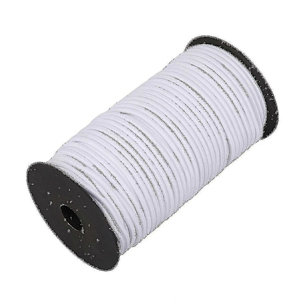 4mm Brett Elastiskt Band, Rund Elastisk Snöre Hög kvalitet White 2m