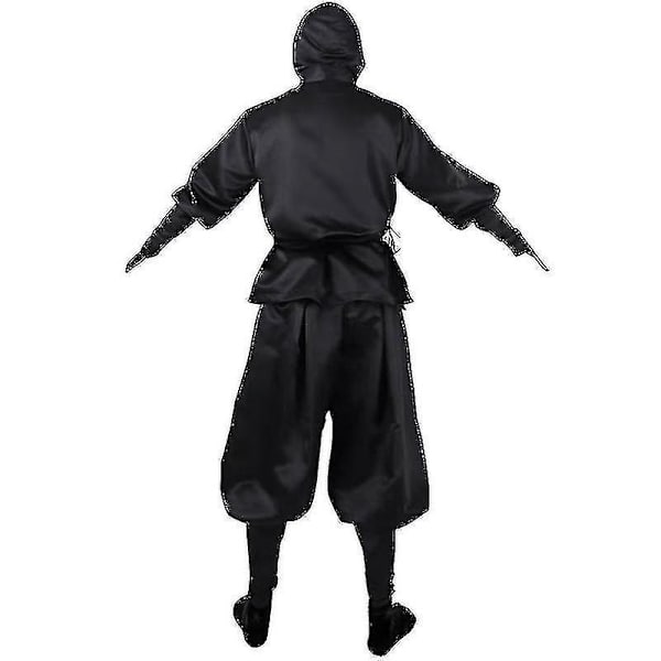 Halloween-asu japanilainen musta ninja cosplay -asu miehille L