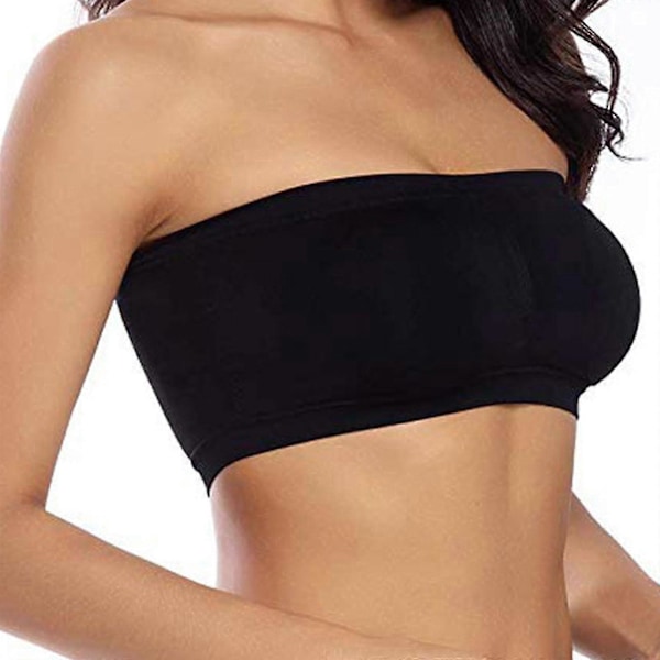 Dame Pluss Størrelse Tube Topp BH Stroppeløs Bandeau Passer De Fleste Stretch (s-6xl) 100% Ny 57% Avslag Pris Black 6XL